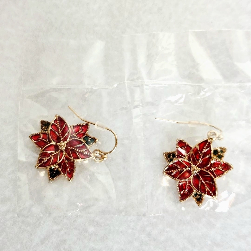 Festive Pretty Pointsettia Earrings